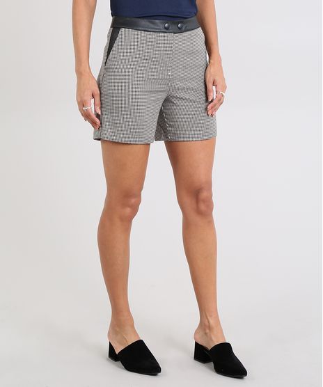 Short-Feminino-Estampado-Pied-de-Poule-com-Bolsos-Kaki-9442149-Kaki_1