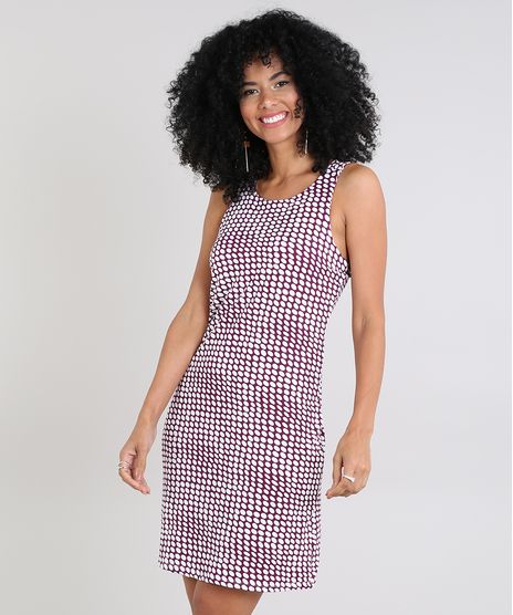 Vestido-Feminino-Estampado-de-Poas-Decote-Redondo-Vinho-9572300-Vinho_1