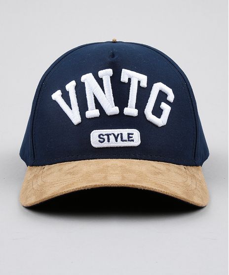 Bone-Masculino-Aba-Curva--VNTG--com-Suede-Azul-Marinho-8684270-Azul_Marinho_1