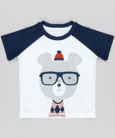 Camiseta-Infantil-Raglan-com-Estampa-Interativa-Urso-com-Oculos-Manga-Curta-Gola-Careca--Off-White-9140664-Off_White_1