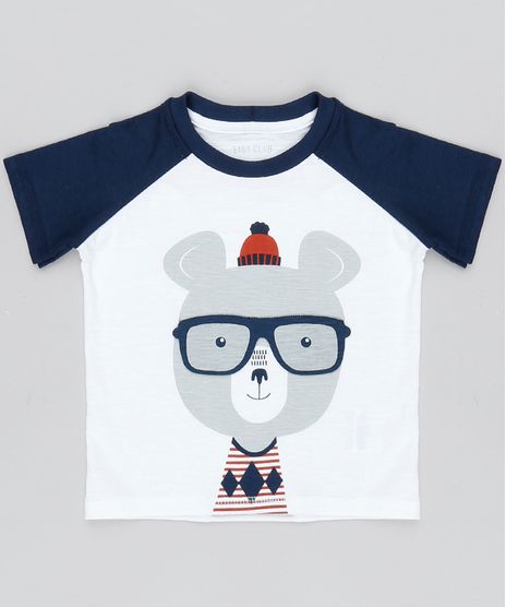 Camiseta-Infantil-Raglan-com-Estampa-Interativa-Urso-com-Oculos-Manga-Curta-Gola-Careca--Off-White-9140664-Off_White_1