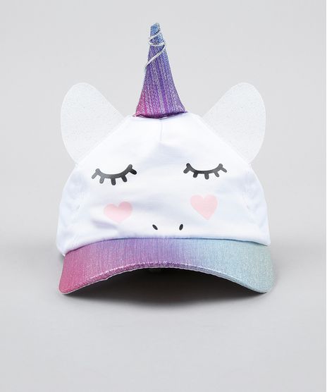 Bone-Infantil-Aba-Curva-Unicornio-com-Brilho-Branco-9541314-Branco_1