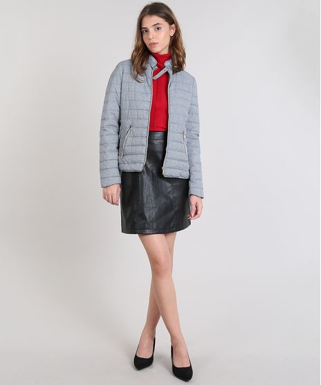 Jaqueta-Feminina-Puffer-Estampada-Pied-de-Poule-com-Fivela-Preta-9357190-Preto_1