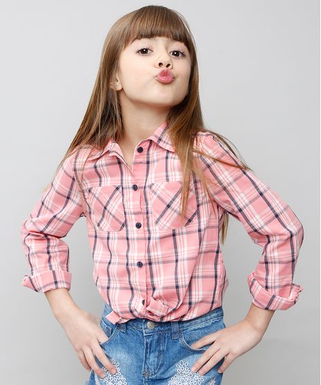 Camisa-Infantil-Xadrez-com-Bolsos-Manga-Longa-Rosa-Claro-9359849-Rosa_Claro_1