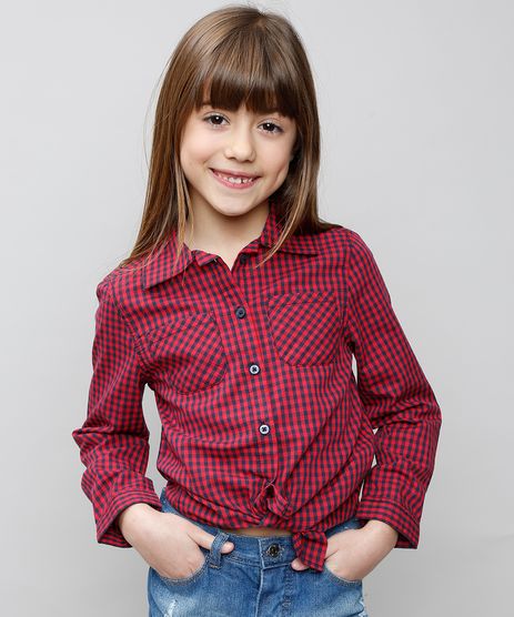 camisa infantil feminina xadrez