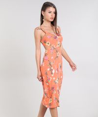 Vestido-Feminino-Midi-Estampado-Floral-com-Vazado-Alca-Media-Coral-9564233-Coral_1