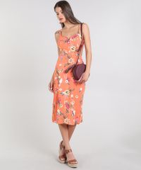 Vestido-Feminino-Midi-Estampado-Floral-com-Vazado-Alca-Media-Coral-9564233-Coral_3