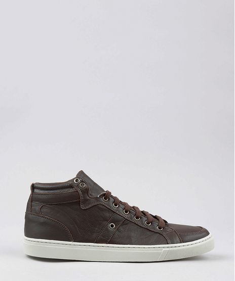 Sapatenis-Masculino-em-Couro-Cano-Alto-com-Recortes-Marrom-Escuro-9565768-Marrom_Escuro_1