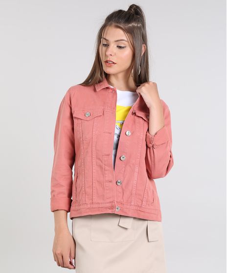 Jaqueta-de-Sarja-Feminina-com-Bolsos-Rosa-Escuro-9573569-Rosa_Escuro_1