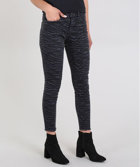 Calca-de-Sarja-Feminina-Cigarrete-Estampada-Animal-Print-Chumbo-9587490-Chumbo_1