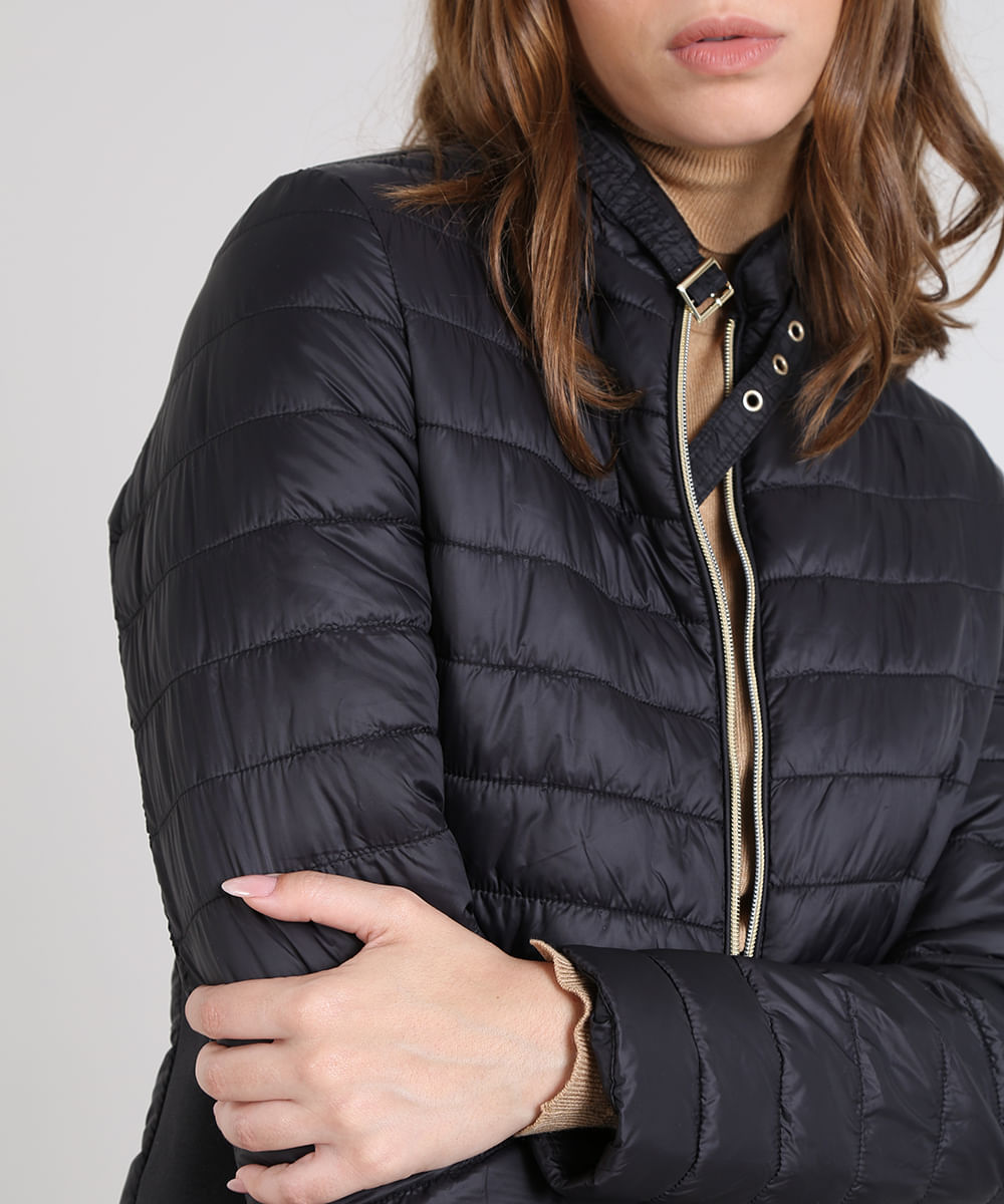 casaco preto nylon feminino