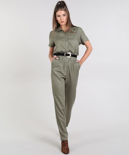 Macacao-Feminino-com-Bolsos-Manga-Curta-Verde-Militar-9605181-Verde_Militar_1