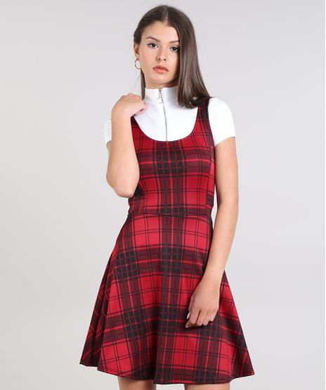 Vestido-Feminino-Curto-Evase-Estampado-Xadrez-Alca-Media-Vermelho-9569125-Vermelho_1
