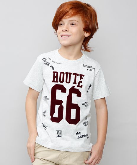 Camiseta-Infantil--Route-66--Manga-Curta-Cinza-Mescla-Claro-9527246-Cinza_Mescla_Claro_1