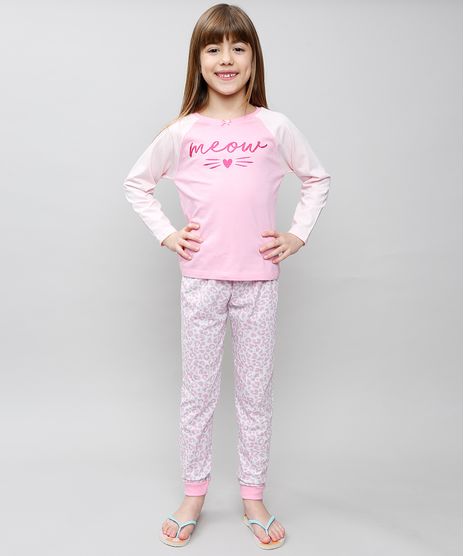Pijama-Infantil--Meow--Raglan-Manga-Longa-Rosa-9527874-Rosa_1