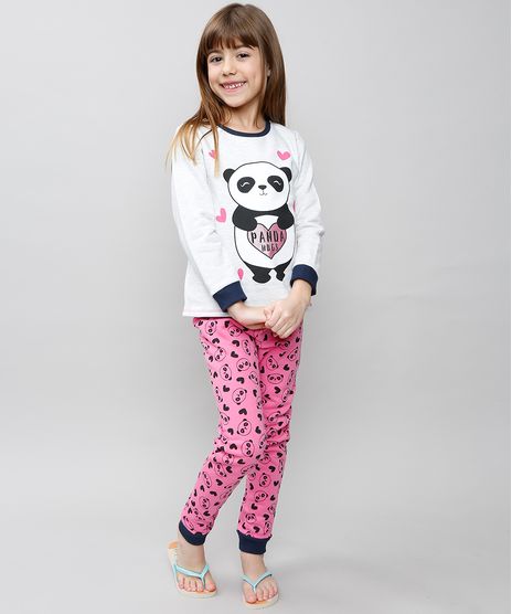 Pijama-Infantil-Panda-com-Glitter-em-Moletom-Manga-Longa-Cinza-Mescla-Claro-9527877-Cinza_Mescla_Claro_1
