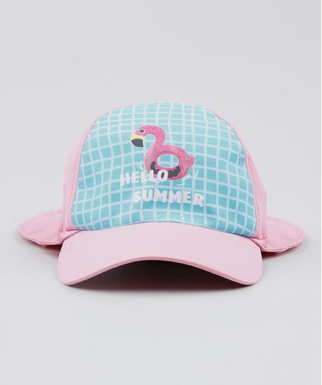 Bone-Infantil-Aba-Curva-Flamingo-com-Protecao-UV-50--Rosa-Claro-9439475-Rosa_Claro_1
