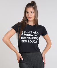 Blusa-Feminina--Bem-Louca--Manga-Curta-Decote-Redondo-Preta-9519136-Preto_1