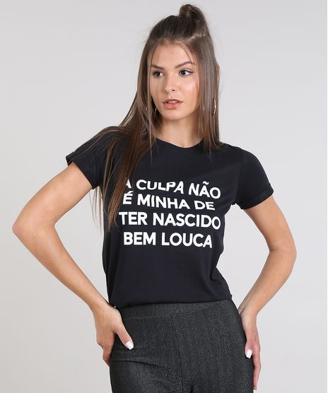 Blusa-Feminina--Bem-Louca--Manga-Curta-Decote-Redondo-Preta-9519136-Preto_1