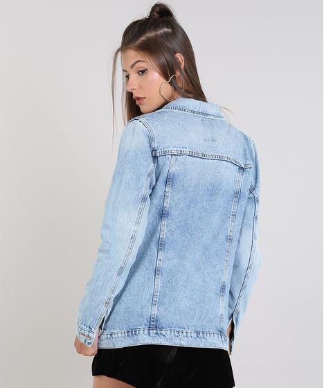 jaqueta jeans feminina longa