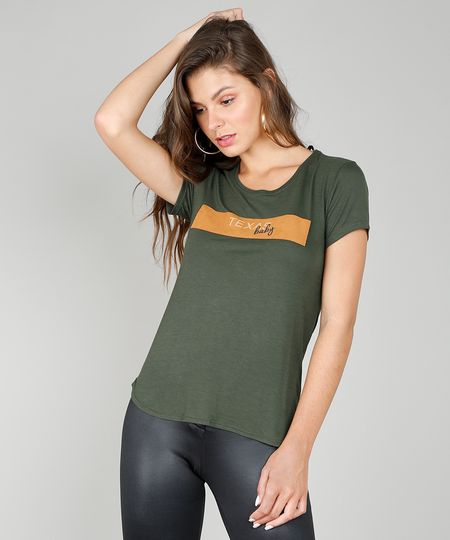 Blusa-Feminina--Texas-baby--com-Suede-Manga-Curta-Verde-Militar-9045820-Verde_Militar_1