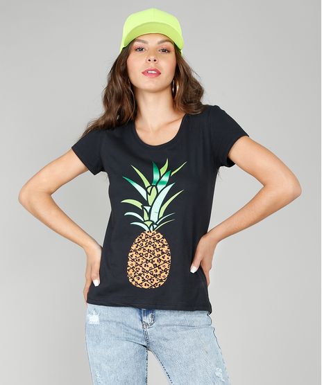 Blusa-Feminina-Estampado-Abacaxi-Decote-Redondo-Manga-Curta-Preta-9560558-Preto_1