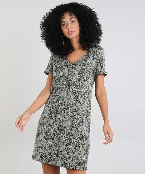 Vestido-Feminino-em-Jacquard-Estampado-com-Botoes-Manga-Curta-Verde-Oliva-9574008-Verde_Oliva_1