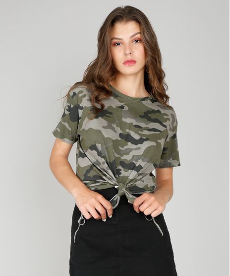 Blusa-Feminina-Estampada-Camuflada-Decote-Redondo-Manga-Curta-Verde-Militar-9554620-Verde_Militar_1