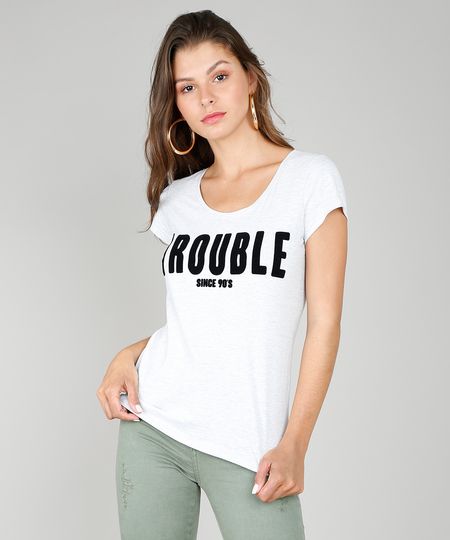 Blusa-Feminina--Trouble-Since-90-s--Decote-Redondo-Manga-Curta-Cinza-Mescla-Claro-9568445-Cinza_Mescla_Claro_1