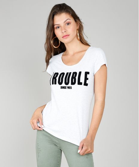 Blusa-Feminina--Trouble-Since-90-s--Decote-Redondo-Manga-Curta-Cinza-Mescla-Claro-9568445-Cinza_Mescla_Claro_1