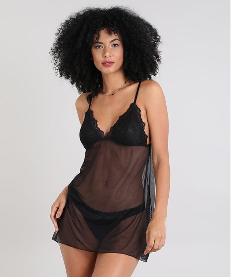 Camisola-Feminina-em-Tule-com-Renda-Alcas-Finas-Preta-9514688-Preto_1