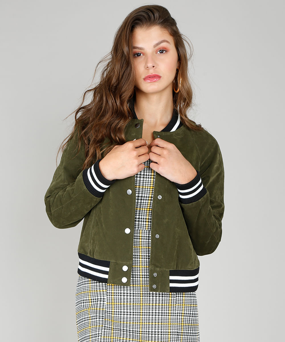 Jaqueta-Feminina-Bomber-com-Bolsos-Verde-Militar-9361800-Verde_Militar_1