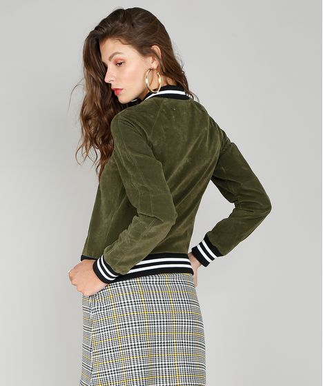 jaqueta bomber feminina verde militar