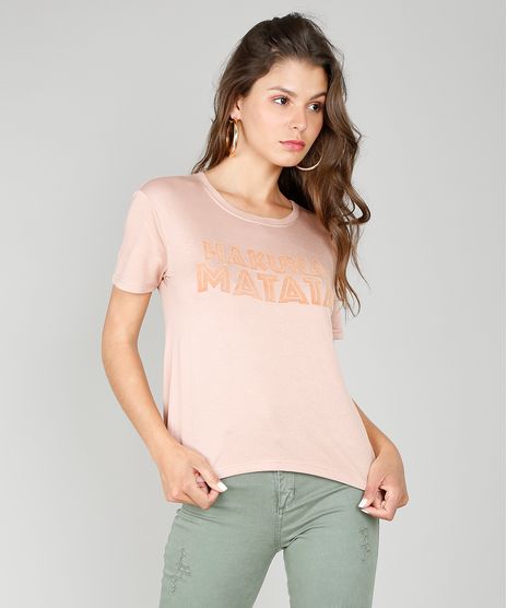 Blusa-Feminina--Hakuna-Matata--Decote-Redondo-Manga-Curta-Rose-9573347-Rose_1