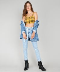 Regata-de-Sarja-Feminina-Cropped-Estampada-Xadrez-Mostarda-9587504-Mostarda_3
