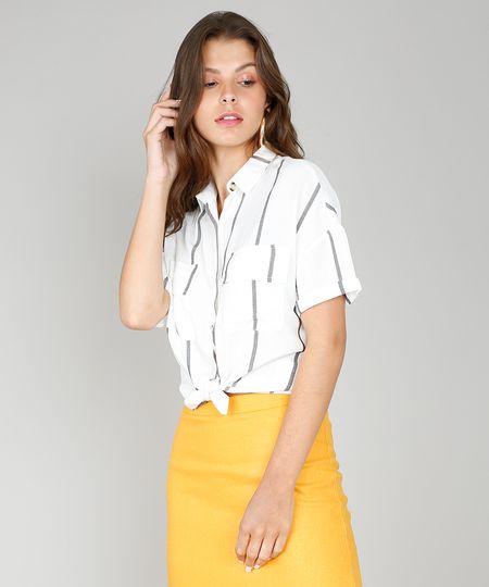 Camisa-Feminina-Listrada-com-Fios-Metalizados-Manga-Curta-Off-White-9567358-Off_White_1