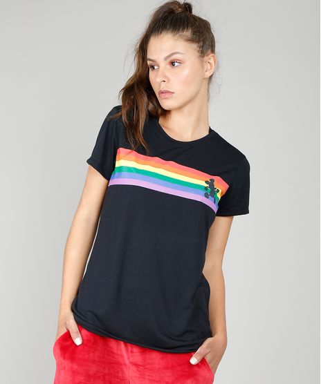 Blusa-Feminina-Esportiva-Ace-Mickey-com-Arco-Iris-Manga-Curta-Decote-Redondo-Preta-9541916-Preto_1