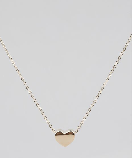 Colar-Feminino-Folheado-com-Pingente-de-Coracao-Dourado-9544827-Dourado_1