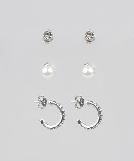 Kit-de-3-Brincos-Femininos-Folheados-Prateado-9544824-Prateado_1