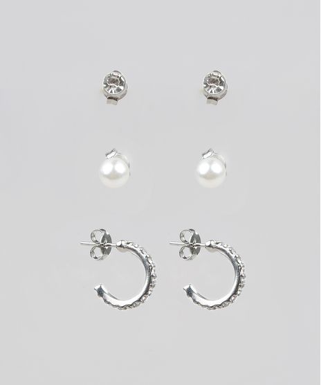 Kit-de-3-Brincos-Femininos-Folheados-Prateado-9544824-Prateado_1