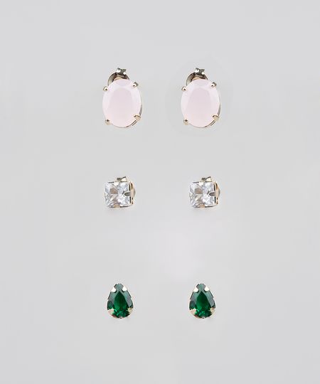 Kit-de-3-Brincos-Femininos-Folheados-com-Pedra-Zirconia-Dourado-9544825-Dourado_1