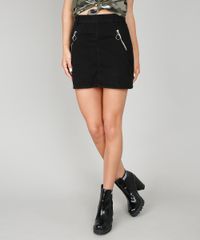 Saia-Feminina-Curta-Canelada-com-Ziper-de-Argola-Preta-9537865-Preto_1