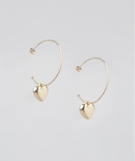 Brinco-Feminino-de-Argola-Folheado-com-Coracao-Dourado-9544821-Dourado_1