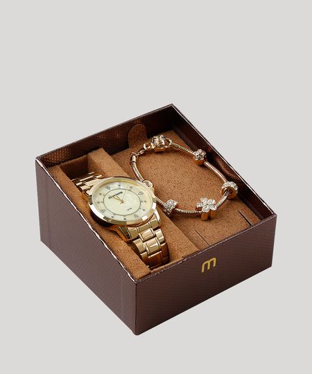 Kit-de-Relogio-Analogico-Mondaine-Feminino---Pulseira---83429LPMVDE1KC-Dourado-9611215-Dourado_1