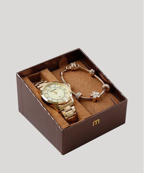 Kit-de-Relogio-Analogico-Mondaine-Feminino---Pulseira---83429LPMVDE1KC-Dourado-9611215-Dourado_1