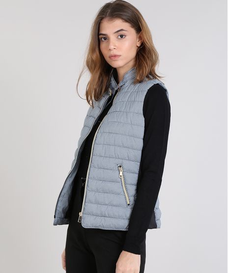 Colete-Feminino-Puffer-Estampado-Xadrez-com-Fivela-Preto-9358278-Preto_1