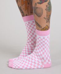 Meia-Masculina-Cano-Alto-Estampada-Quadriculada-Rosa-9242392-Rosa_2