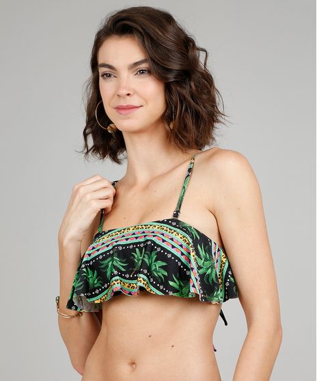 Biquini-Top-Tomara-que-Caia-Estampado-Tropical-com-Alca-Removivel-Protecao-UV50---Preto-9555829-Preto_1