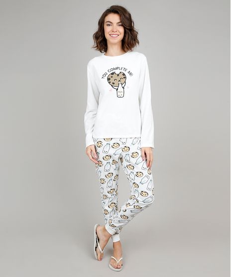 Pijama-de-Inverno-Feminino-Milk-e-Cookie-em-Fleece-Manga-Longa-Branco-9370818-Branco_1