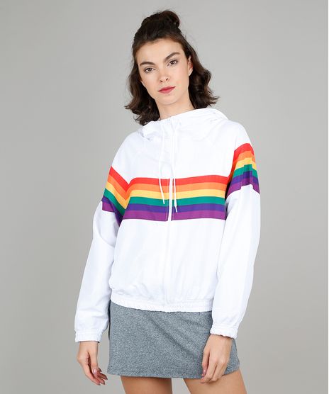 jaqueta puffer arco iris